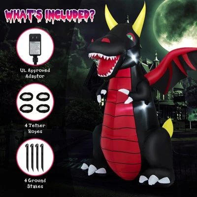 Tangkula 8 FT Tall Halloween Inflatable Dragon Indoor Outdoor Blow up Decoration w/Wing Tail, Bright Internal Lights Giant Animated Dragon 5 Tangkula 8 FT Tall Halloween Inflatable Dragon Indoor Outdoor Blow up Decoration w/Wing Tail, Bright Internal Lights Giant Animated Dragon - Image 5