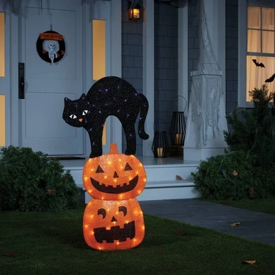 Hyde & EEK! Boutique 36.5" LED Tinsel Cat and Jack-O'-Lantern Halloween Novelty Silhouette Light - Hyde & EEK! Boutique™ 1 Hyde & EEK! Boutique 36.5" LED Tinsel Cat and Jack-O'-Lantern Halloween Novelty Silhouette Light - Hyde & EEK! Boutique™