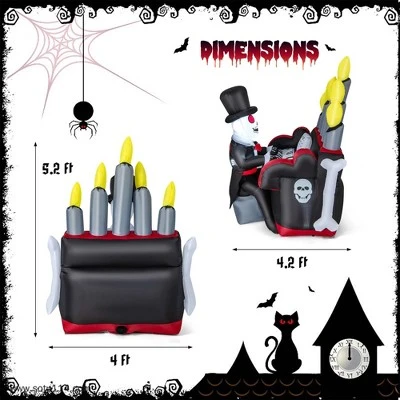 Costway 5.2 FT Halloween Inflatable Skeleton Playing Piano Yard Decoration with LED Lights 2 Costway 5.2 FT Halloween Inflatable Skeleton Playing Piano Yard Decoration with LED Lights - Image 2