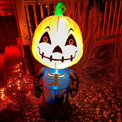 Sunnydaze Decor Sunnydaze Indoor/Outdoor Halloween Pumpkin Head Skeleton Man Inflatable Yard Decoration - 50" 3 Sunnydaze Decor Sunnydaze Indoor/Outdoor Halloween Pumpkin Head Skeleton Man Inflatable Yard Decoration - 50" - Image 3