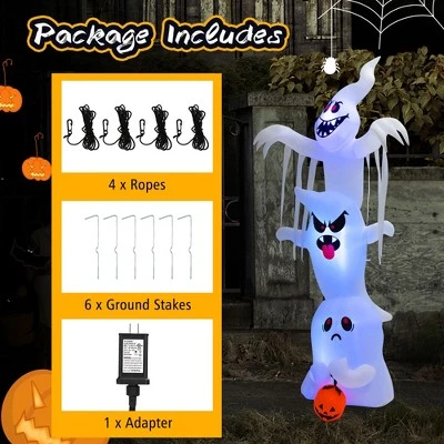 Costway 10 ft Inflatable Halloween Overlap Ghost Giant Decoration w/ Colorful RGB Lights 8 Costway 10 ft Inflatable Halloween Overlap Ghost Giant Decoration w/ Colorful RGB Lights - Image 8