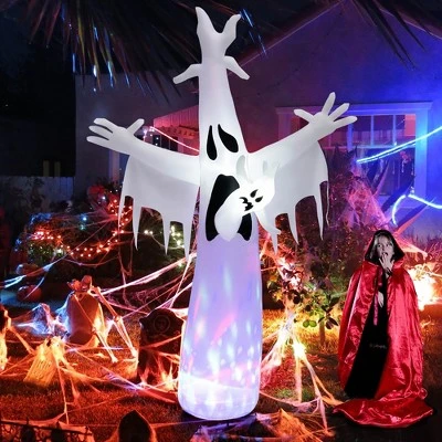 Costway 8FT Giant Halloween Inflatable Ghost Outdoor Decor w/LED Colorful Rotating Light 2 Costway 8FT Giant Halloween Inflatable Ghost Outdoor Decor w/LED Colorful Rotating Light - Image 2