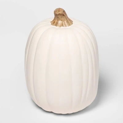Hyde & EEK! Boutique 13" Carvable Faux Halloween Pumpkin Cream - Hyde & EEK! Boutique™ 2 Hyde & EEK! Boutique 13" Carvable Faux Halloween Pumpkin Cream - Hyde & EEK! Boutique™ - Image 2