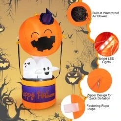 Tangkula 6FT Halloween Inflatable Decoration Inflatable Pumpkin Hot Air Balloon with Ghosts Bright LED Lights Waterproof Air Blower 2 Sandbags -HYDE & EEK BOUTIQUE Store GUEST 5294ad5b 1743 461a b1f3 4c363f28a1ac