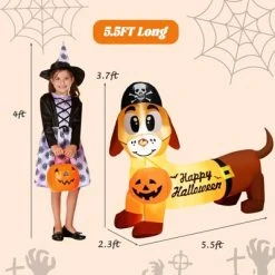Tangkula 5.5 FT Long Halloween Inflatable Decoration Blow Up Dachshund Wiener Dog w/ Pirate Hat & Pumpkin Built-in LED Lights -HYDE & EEK BOUTIQUE Store GUEST 534a5d2d 20e5 40a1 b97b 755a08a5ee1c