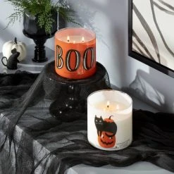 Hyde & EEK! Boutique 14oz Ghoulish Gourd Cat and Pumpkin Jar Halloween Candle with Lid Off-White - Hyde & EEK! Boutique™
