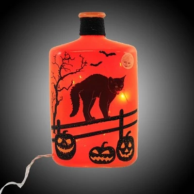 Stony Creek 8.0" Halloween Pre-Lit Glass Bottle Moon Witch Bats - Novelty Sculpture Lights 2 Stony Creek 8.0" Halloween Pre-Lit Glass Bottle Moon Witch Bats - Novelty Sculpture Lights - Image 2
