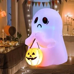 Tangkula 4 FT Halloween Inflatable Decoration, Colorful Inflatable Ghost with Pumpkin Lantern Built-in Flashing LED Lights & Waterproof Air Blower 11 Tangkula 4 FT Halloween Inflatable Decoration, Colorful Inflatable Ghost with Pumpkin Lantern Built-in Flashing LED Lights & Waterproof Air Blower -HYDE & EEK BOUTIQUE Store GUEST 5838e5e1 1fc1 4089 b65e 910b50ce914c