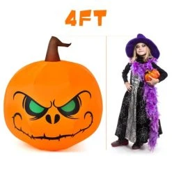 Tangkula 4 FT Halloween Inflatable Pumpkin Large Blow up with Build-in LED Light for Indoor&Outdoor -HYDE & EEK BOUTIQUE Store GUEST 58523332 faf2 4fbf 989c 1af994013da4