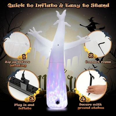 Costway 8FT Giant Halloween Inflatable Ghost Outdoor Decor w/LED Colorful Rotating Light 7 Costway 8FT Giant Halloween Inflatable Ghost Outdoor Decor w/LED Colorful Rotating Light - Image 7