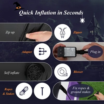 Tangkula 6.5 FT Halloween Inflatable Pumpkin Reaper Giant Blow up Ghost Decoration w/Pumpkin Face Built-in Lights Ground Stakes 6 Tangkula 6.5 FT Halloween Inflatable Pumpkin Reaper Giant Blow up Ghost Decoration w/Pumpkin Face Built-in Lights Ground Stakes - Image 6