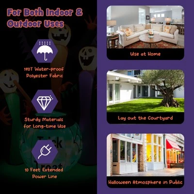 Tangkula 8 FT Tall Halloween Inflatable Three Witch & Magic Potion Pot Decoration w/ Built-in LEDs & Ropes & Stakes for Party Garden Lawn 5 Tangkula 8 FT Tall Halloween Inflatable Three Witch & Magic Potion Pot Decoration w/ Built-in LEDs & Ropes & Stakes for Party Garden Lawn - Image 5