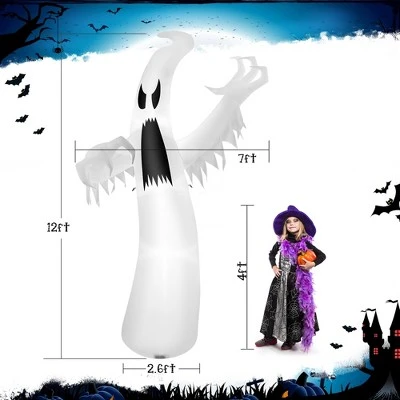 Costway 12ft Halloween Inflatable Ghost Quick Blow up w/LED Lights Outdoor Yard Scary Decoration 2 Costway 12ft Halloween Inflatable Ghost Quick Blow up w/LED Lights Outdoor Yard Scary Decoration - Image 2