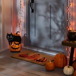 Hyde & EEK! Boutique 1'6"x2'6" Three Pumpkin Halloween Coir Doormat Natural - Hyde & EEK! Boutique™