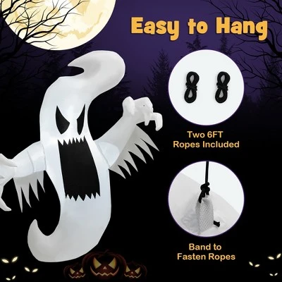 Costway 5FT Halloween Inflatable Ghost Blow-up Hanging Decoration w/ Built-in LED Lights 5 Costway 5FT Halloween Inflatable Ghost Blow-up Hanging Decoration w/ Built-in LED Lights - Image 5