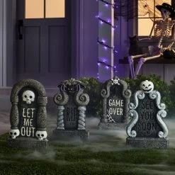 Hyde & EEK! Boutique 4pk Black and White Foam Halloween Decorative Tombstone Set - Hyde & EEK! Boutique™