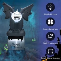 Costway 8.2 FT Halloween Inflatable Gravestone w/ Gargoyle Yard Decoration w/LED Lights -HYDE & EEK BOUTIQUE Store GUEST 63d08c01 07c0 4952 8f59 8199f6c460dd