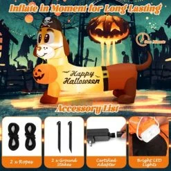 Tangkula 5.5 FT Long Halloween Inflatable Decoration Blow Up Dachshund Wiener Dog w/ Pirate Hat & Pumpkin Built-in LED Lights -HYDE & EEK BOUTIQUE Store GUEST 6420593e b552 45b8 8de0 38f1abec80a9