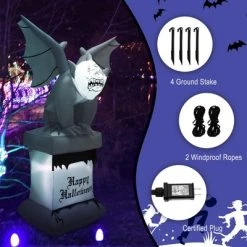 Costway 8.2 FT Halloween Inflatable Gravestone w/ Gargoyle Yard Decoration w/LED Lights -HYDE & EEK BOUTIQUE Store GUEST 6592cb10 1ce7 4d1b 81b3 1326079dc654