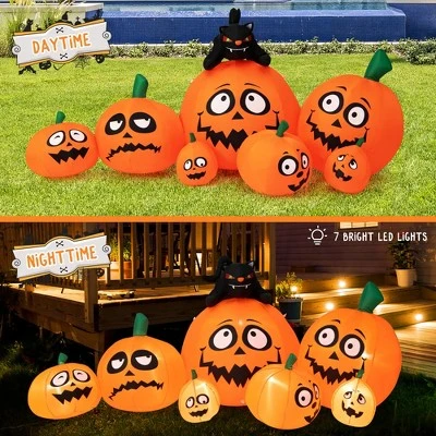 Costway 9.5 FT Long Inflatable Pumpkin Combo w/ Black Cat, Built-in LED Lights 8 Costway 9.5 FT Long Inflatable Pumpkin Combo w/ Black Cat, Built-in LED Lights - Image 8