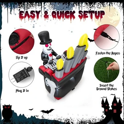 Costway 5.2 FT Halloween Inflatable Skeleton Playing Piano Yard Decoration with LED Lights 7 Costway 5.2 FT Halloween Inflatable Skeleton Playing Piano Yard Decoration with LED Lights - Image 7