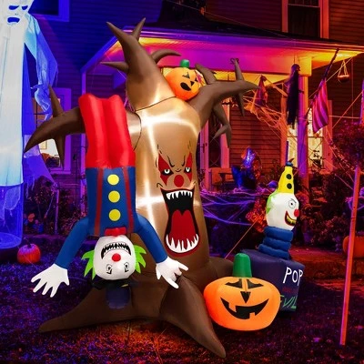 Costway 8 FT Halloween Inflatable Tree Giant Blow-up Spooky Dead Tree with Pop-up Clowns 2 Costway 8 FT Halloween Inflatable Tree Giant Blow-up Spooky Dead Tree with Pop-up Clowns - Image 2