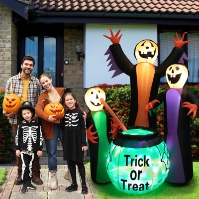 Tangkula 8 FT Tall Halloween Inflatable Three Witch & Magic Potion Pot Decoration w/ Built-in LEDs & Ropes & Stakes for Party Garden Lawn 1 Tangkula 8 FT Tall Halloween Inflatable Three Witch & Magic Potion Pot Decoration w/ Built-in LEDs & Ropes & Stakes for Party Garden Lawn