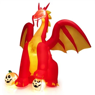 Costway 10 FT Inflatable Giant Animated Fire Dragon Outdoor Halloween Decor w/Lights 8 Costway 10 FT Inflatable Giant Animated Fire Dragon Outdoor Halloween Decor w/Lights - Image 8