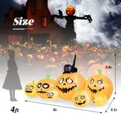 Tangkula 8Ft Long Halloween Inflatable Pumpkin Outdoor Blow Up Deco w/ 7 Pumpkins & 1 Black Cat Built-in Blower 4 Stakes LED Lighted Inflatable Prop -HYDE & EEK BOUTIQUE Store GUEST 6ad72bd5 6bb4 479a 99c4 b3e60ac9a38b