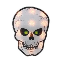 Northlight 12" Lighted Holographic Halloween Skull Window Silhouette Decoration
