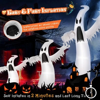 Costway 12ft Halloween Inflatable Ghost Quick Blow up w/LED Lights Outdoor Yard Scary Decoration 6 Costway 12ft Halloween Inflatable Ghost Quick Blow up w/LED Lights Outdoor Yard Scary Decoration - Image 6