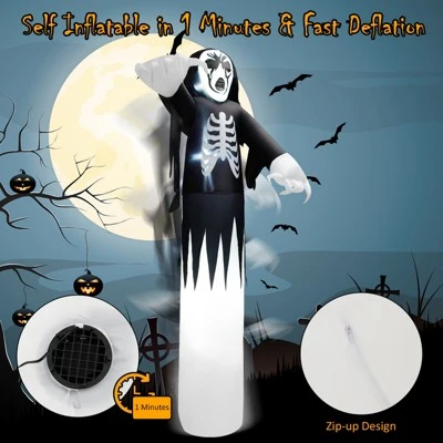Tangkula 12 FT Halloween Inflatable Skeleton Decoration w/ Built-in LEDs Inflatable Scull Face Ghost 6 Tangkula 12 FT Halloween Inflatable Skeleton Decoration w/ Built-in LEDs Inflatable Scull Face Ghost - Image 6