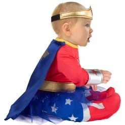 Baby Wonder Woman Halloween Costume Jumpsuit with Headpiece Red