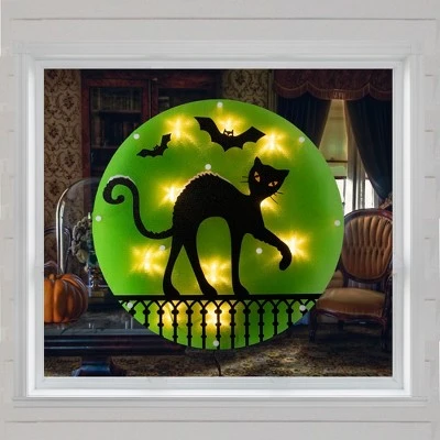 Northlight 13.75" Lighted Black Cat Halloween Window Silhouette Decoration 1 Northlight 13.75" Lighted Black Cat Halloween Window Silhouette Decoration