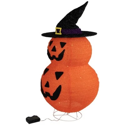 Northlight 34" Spooky Town Jack-O-Lanterns in Witch's Hat Outdoor Halloween Decoration 2 Northlight 34" Spooky Town Jack-O-Lanterns in Witch's Hat Outdoor Halloween Decoration - Image 2