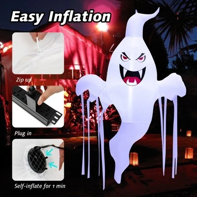Costway 5 FT Tall Halloween Inflatable Hanging Ghost Blow-up Yard Decoration w/LED Light 6 Costway 5 FT Tall Halloween Inflatable Hanging Ghost Blow-up Yard Decoration w/LED Light - Image 6