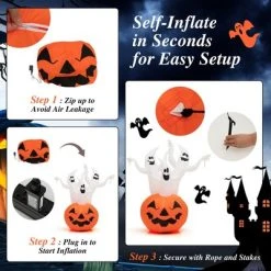 Costway 6 FT Inflatable Halloween Tree White Ghosts with Pumpkin Decor w/ Rotating Lamp -HYDE & EEK BOUTIQUE Store GUEST 79507e3d 6fe9 4f1a 8568 a308e63151a7