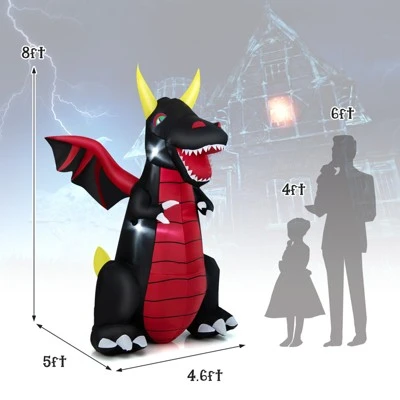 Tangkula 8 FT Tall Halloween Inflatable Dragon Indoor Outdoor Blow up Decoration w/Wing Tail, Bright Internal Lights Giant Animated Dragon 9 Tangkula 8 FT Tall Halloween Inflatable Dragon Indoor Outdoor Blow up Decoration w/Wing Tail, Bright Internal Lights Giant Animated Dragon - Image 9