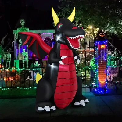 Tangkula 8 FT Tall Halloween Inflatable Dragon Indoor Outdoor Blow up Decoration w/Wing Tail, Bright Internal Lights Giant Animated Dragon 6 Tangkula 8 FT Tall Halloween Inflatable Dragon Indoor Outdoor Blow up Decoration w/Wing Tail, Bright Internal Lights Giant Animated Dragon - Image 6