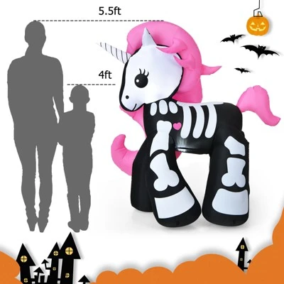 Tangkula 5.5 FT Halloween Inflatable Skeleton Unicorn with Build-in LED Lights & Blower Blow Up Yard Decorations 6 Tangkula 5.5 FT Halloween Inflatable Skeleton Unicorn with Build-in LED Lights & Blower Blow Up Yard Decorations - Image 6