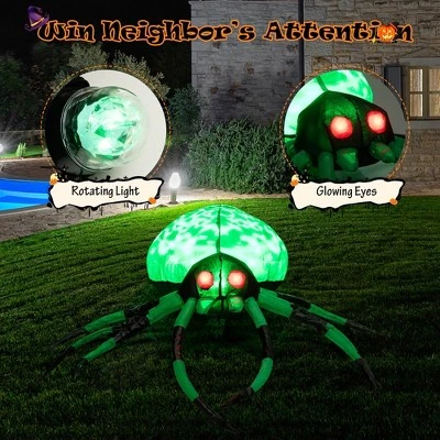 Costway 5 FT Long Halloween Inflatable Spider with White Net Yard Decor w/Rotating Light 7 Costway 5 FT Long Halloween Inflatable Spider with White Net Yard Decor w/Rotating Light - Image 7