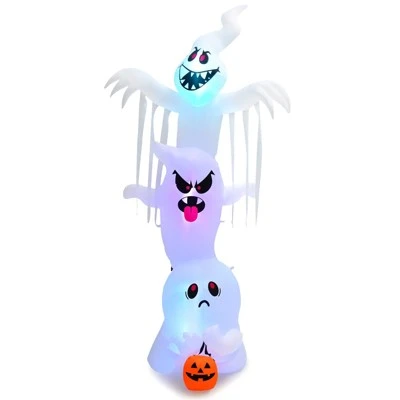 Tangkula 10FT Tall Halloween Inflatable Stacked Ghosts w/ Built-in RGB Lights Inflatable Overlap Ghosts Halloween Decor w/ Ropes & Stakes 1 Tangkula 10FT Tall Halloween Inflatable Stacked Ghosts w/ Built-in RGB Lights Inflatable Overlap Ghosts Halloween Decor w/ Ropes & Stakes