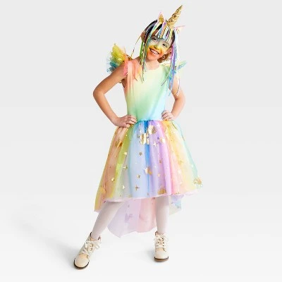Kids' Rainbow Unicorn Halloween Costume Dress with Headpiece - Hyde & EEK! Boutique™ Multi-colored 2 Kids' Rainbow Unicorn Halloween Costume Dress with Headpiece - Hyde & EEK! Boutique™ Multi-colored - Image 2