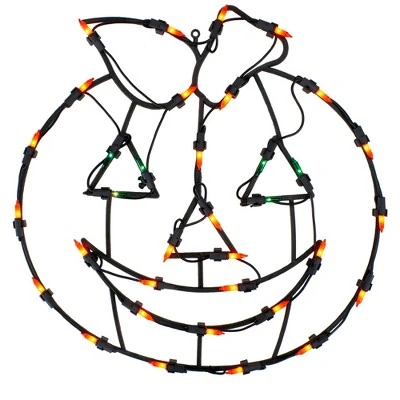 Northlight 14" Jack-O-Lantern Double Sided Halloween Window Silhouette Decoration - Orange/Green 1 Northlight 14" Jack-O-Lantern Double Sided Halloween Window Silhouette Decoration - Orange/Green