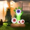 Outsunny HOMCOM 47.25" Inflatable Halloween Monster Hand Grasping Bloodshot Eyeballs, Blow Up Decoration Outdoor LED Yard Display, Waterproof