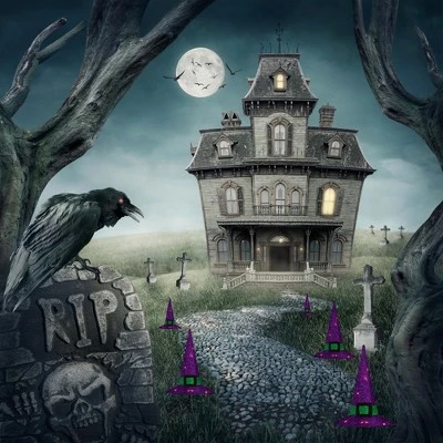 Northlight 14" LED Lighted Purple Witches Hat Outdoor Halloween Pathway Markers 1 Northlight 14" LED Lighted Purple Witches Hat Outdoor Halloween Pathway Markers