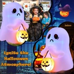 Tangkula 4 FT Halloween Inflatable Decoration, Colorful Inflatable Ghost with Pumpkin Lantern Built-in Flashing LED Lights & Waterproof Air Blower 12 Tangkula 4 FT Halloween Inflatable Decoration, Colorful Inflatable Ghost with Pumpkin Lantern Built-in Flashing LED Lights & Waterproof Air Blower -HYDE & EEK BOUTIQUE Store GUEST 845e7b5e 8b43 4bce 923f 95b6417eacc7