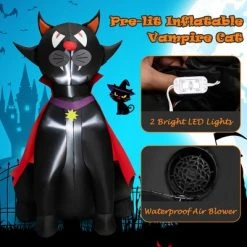 Costway 4.7 FT Halloween Inflatable Vampire Black Cat with Red Cloak Blow-up Decoration -HYDE & EEK BOUTIQUE Store GUEST 8f242e3a d1ee 45cb bb01 f5b50871411e