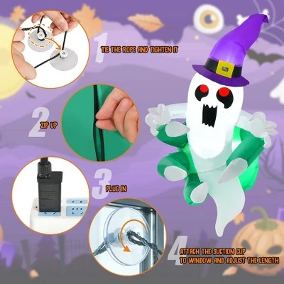 Costway 3.6' Halloween Inflatable Ghost Indoor Outdoor Blow Up Flying Halloween Decor 7 Costway 3.6' Halloween Inflatable Ghost Indoor Outdoor Blow Up Flying Halloween Decor - Image 7