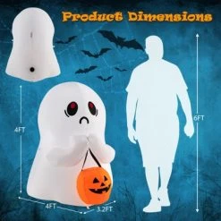 Tangkula 4 FT Halloween Inflatable Decoration, Colorful Inflatable Ghost with Pumpkin Lantern Built-in Flashing LED Lights & Waterproof Air Blower 17 Tangkula 4 FT Halloween Inflatable Decoration, Colorful Inflatable Ghost with Pumpkin Lantern Built-in Flashing LED Lights & Waterproof Air Blower -HYDE & EEK BOUTIQUE Store GUEST 9230f722 c8be 4c99 b43d 558cc194c88a
